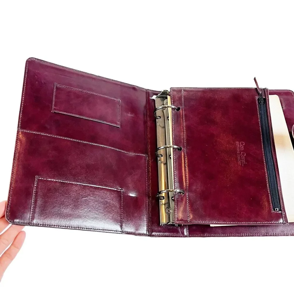 Con Conti Leather 3 Ring Calendar Organizer Binder Zip Pouch Harper House System